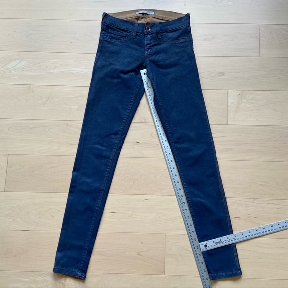 Plastic by Glee Dark Blue Coated Skinny Jeans Subtle Shine Low Rise 26 - Picture 10 of 13